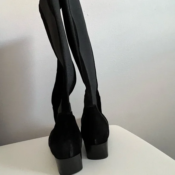 Aquatalia Boots Knee High Suede Leather Black Size 8.5 - Picture 6 of 12
